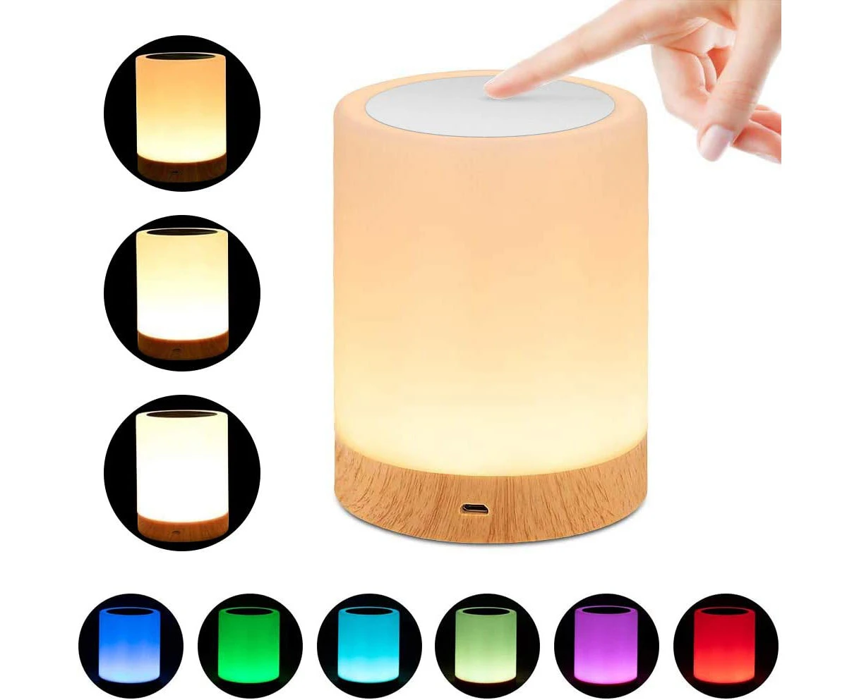 LED Night Light, Bedside Lamp with Touch Control and USB Rechargeable and 16 RGB Color Changing