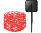 Solar Powered String Lights, Mini 100 Led Copper Wire Lights, Fairy Lights(Red)