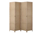 Oikiture 4 Panel Room Divider Wooden 163x170CM - Natural