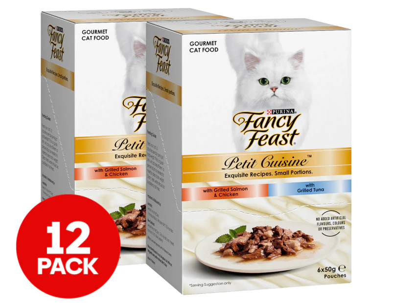 2 x 6pk Purina Fancy Feast Petit Cuisine Grilled Salmon, Chicken & Tuna Cat Food Multipack 50g