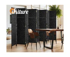 Oikiture 8 Panel Room Divider Wooden - Black