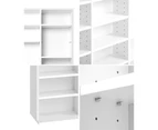 Oikiture Bookshelf DVD/CD Storage Bookcase Book Shelf Media Rack Display Cabinet White