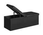 SONGMICS 110cm Folding Storage Ottoman Bench with Flipping Lid Footrest Black