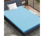 Dreamz 5cm Thickness Cool Gel Memory Foam Mattress Topper Bamboo Fabric Single - Blue, White