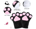 Cat Costume Halloween Plush Headwear Clip Ear Bow Tie Tail Gloves Set,Black