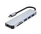 Usb C Hub Multiport Adapter - 6 In 1 Usb C To Multiport Adapter, Sd/Tf Card Reader - Type-C Hub