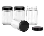12 X GLASS MASON JARS w/ BLACK LIDS 570mL Multi-Storage Container Wedding Favour Canning Conserve Preserving Honey Herbs Spice Jam Jars Party Shower