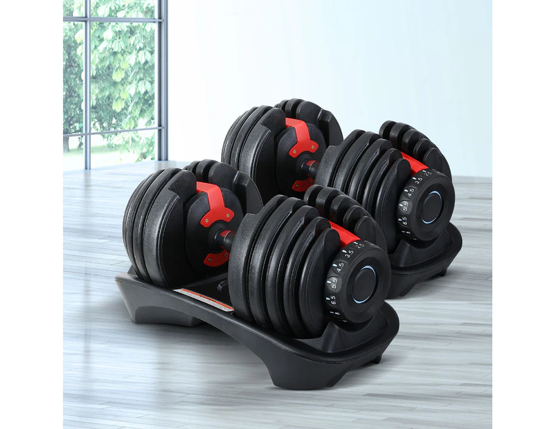Everfit 24kg Dumbbells Adjustable Dumbbell Weight Plates Home Gym 2pcs