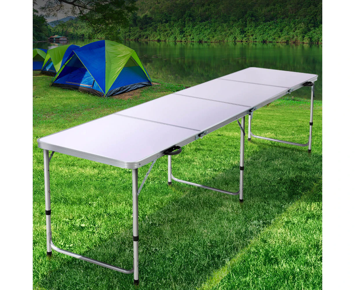 Weisshorn Folding Camping Table 240CM Portable Outdoor Picnic BBQ Aluminium Desk