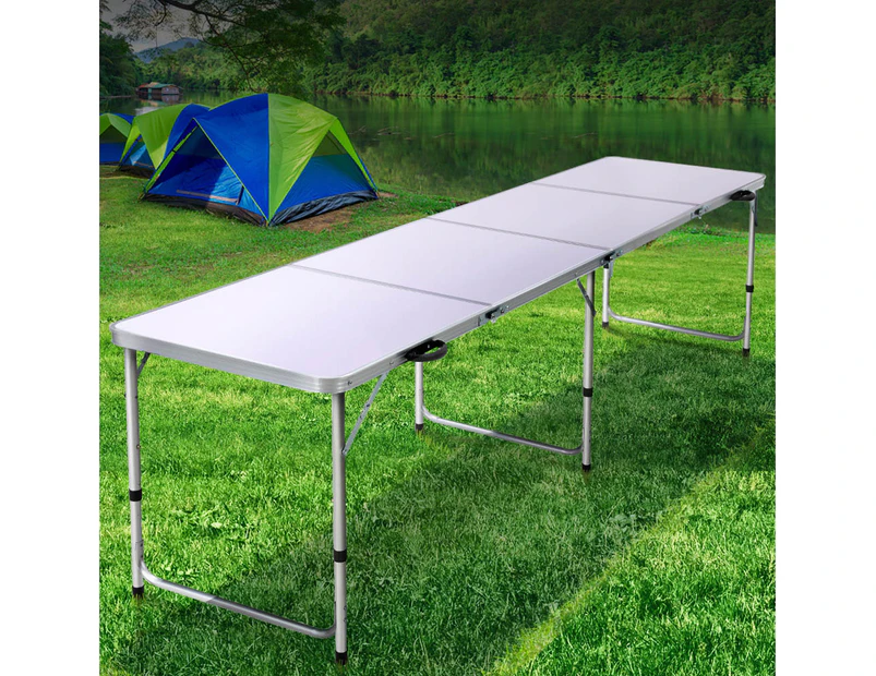 Weisshorn Folding Camping Table 240CM Portable Outdoor Picnic BBQ Aluminium Desk