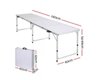 Weisshorn Folding Camping Table 240CM Portable Outdoor Picnic BBQ Aluminium Desk