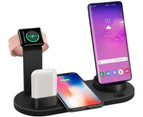 4 in 1 Charging Station Multi-Device Wireless Charging Station 3 in 1 Multi-Device Charger for iPhone Samsung AirPods iWatch-Black