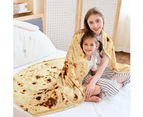 Burritos Tortilla Throw Blanket Comfortable Taco Flannel Throw Blanket For Adults 120*120Cm Yellow