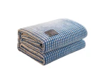Reversible Fleece Throw Blanket Bed Throws Blanket Plush Blanket Sofa Blanket - Blue