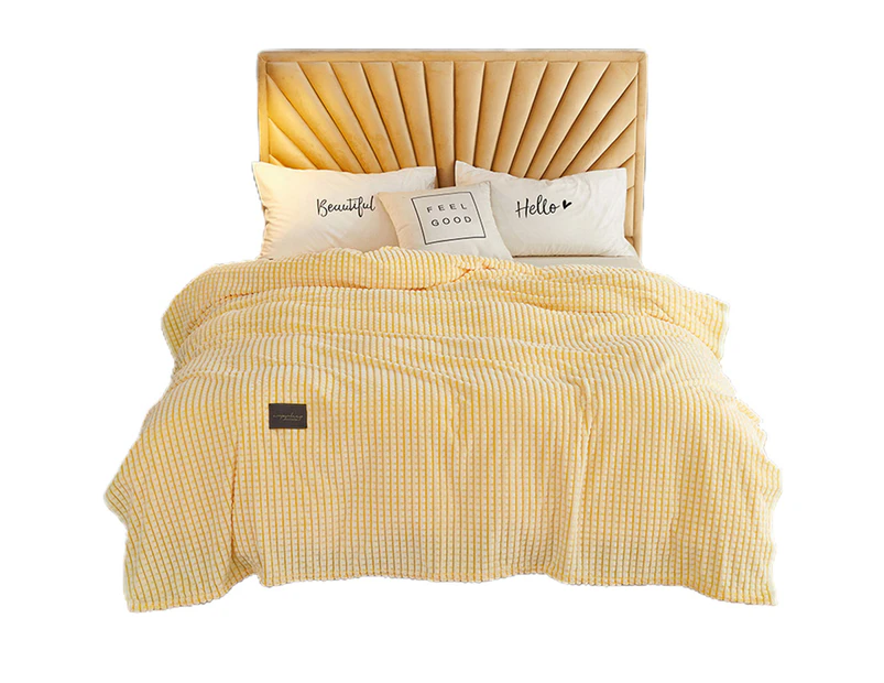 Reversible Fleece Throw Blanket Bed Throws Blanket Plush Blanket Sofa Blanket - Yellow
