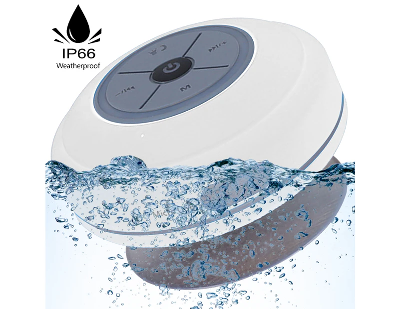 Waterproof Bluetooth LED shower speaker, FM radio, TF card reader, built-in control buttons, hands-free, powerful suction cup