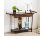 UNHO Bamboo Console Table Hallway Table Entry Decor with Storage Drawer