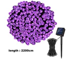 2Pcsled Solar String Lights - 22 Meters 200 Lights, 8 Functions Purple Light