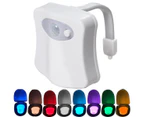 16-Colors Motion Sensor Light, LED Toilet Night Light, Motion Activated Light Detection Light(White, No Include 3 AAA Batteries)