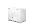 High Gloss Two Drawers Bedside Table - White