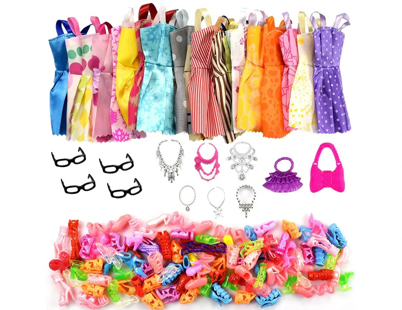 32pcs/set  Dolls Dress Up Clothes Dresses Minidress Accessories Party Wear For Barbie Doll