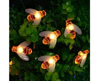 Bee Shaped Solar String Lights Warm White 7M 50 Lights 8 Functions