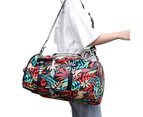 Large Capacity Flower Pattern Travel Duffle Bag Sport Gym Backpack Red