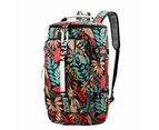 Large Capacity Flower Pattern Travel Duffle Bag Sport Gym Backpack Red