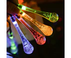 Solar String Lights 30 LEDs Water Drop Shaped Water Drops String Lights for Patio Home Garden Decor (Multicolor)