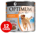 12 x Optimum Adult Dog Food Beef & Rice 700g