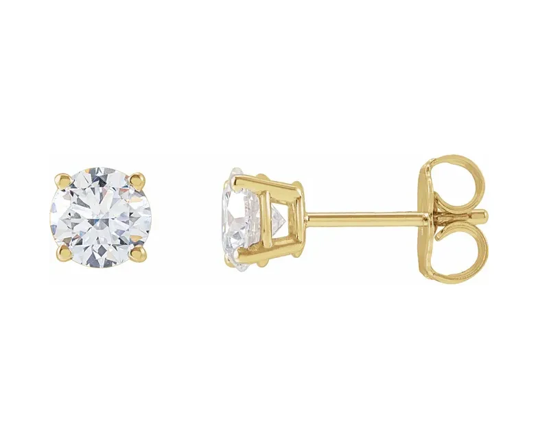 Diamond Stud Earrings with 1.00 CTW  Diamonds set in 14K Yellow Gold (Pair)