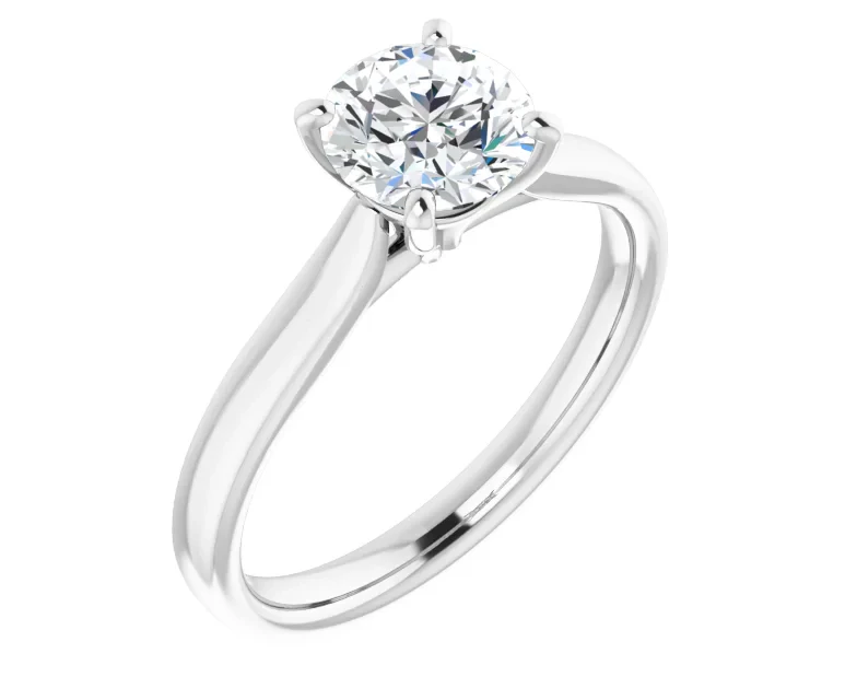 Diamond Round Solitaire Engagement Ring with 1.00 CTW  Diamonds set in 18K White Gold