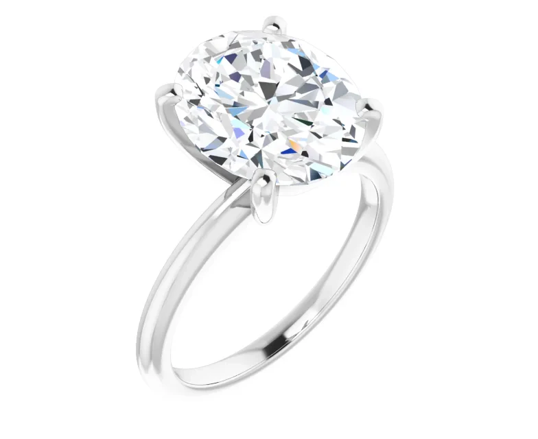 Diamond Oval Solitaire Engagement Ring with 3.00 CTW  Diamonds set in 18K White Gold