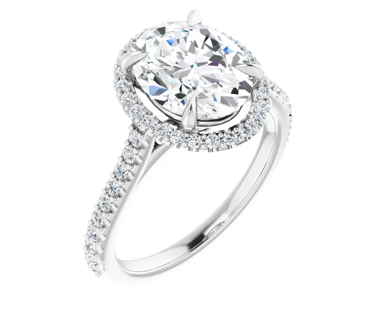 Diamond Oval Halo-Style Accented Engagement Ring with 2.36 CTW  Diamonds set in 18K White Gold