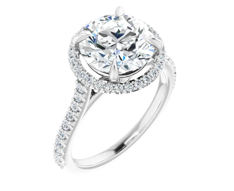 Diamond Round Halo-Style Accented Engagement Ring with 2.36 CTW  Diamonds set in 18K White Gold