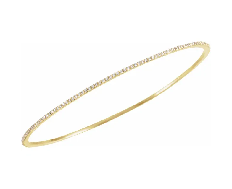 Diamond Stackable Bangle Bracelet with 1.00 CTW  Diamonds set in 14K Yellow Gold