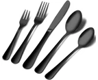 Black Cutlery Set, 10 Piece Stainless Steel Cutlery Set, Knife Fork Spoon Cutlery High Polished Finish