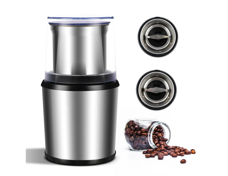 Advwin Electric Coffee Grinder Dry & Wet Coffee Spice Grinder Stainless Steel Blades with Removable Cup 200W Black