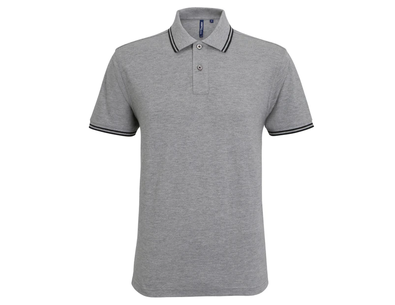 Asquith & Fox Mens Classic Fit Tipped Polo Shirt (Heather Grey/Black) - RW4809