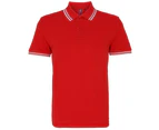 Asquith & Fox Mens Classic Fit Tipped Polo Shirt (Red/ White) - RW4809