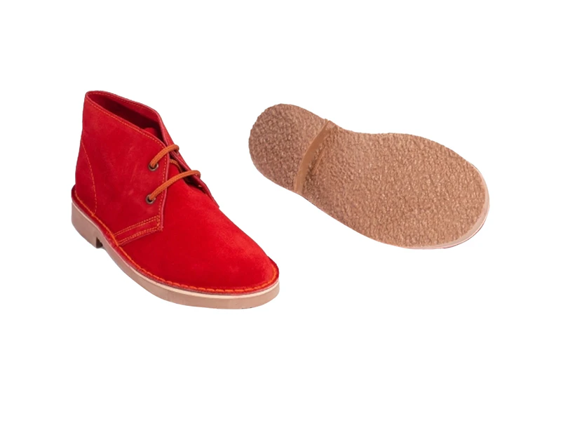 Roamers Adults Unisex Real Suede Unlined Desert Boots (Red) - DF112