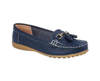 Boulevard Womens Action Leather Tassle Loafers (Navy) - DF1910