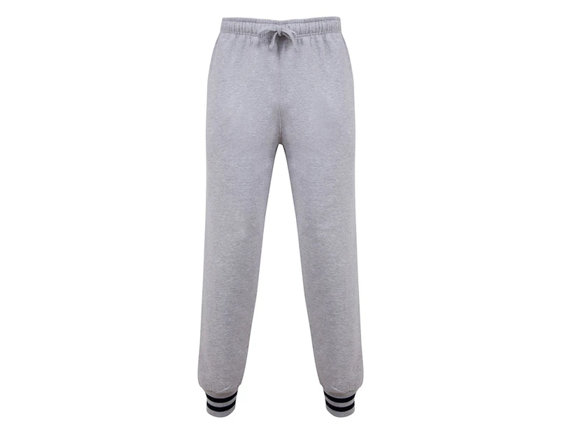 Front Row Unisex Adults Striped Cuff Joggers (Heather Grey/Navy) - PC3976