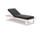 Outdoor Balmoral Aluminium Single Sun Lounge - Outdoor Sun Lounges - White with Denim Grey