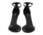 Dolce & Gabbana Black Ostrich Ankle Strap Heels Sandals Shoes