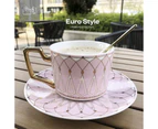 Bone China Tea Set Cup Saucer And Spoon Vintage Italian Style Ceramic Porcelain Tableware Afternoon Tea & Coffee Luxury Serveware | Léontine Chevron