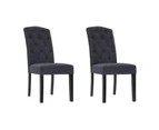 Set of 2 Dining Chairs French Provincial Kitchen Cafe Fabric Padded High Back Pine Wood Grey