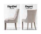 Set of 2 Dining Chair Beige CAYES French Provincial Chairs Wooden Fabric Retro Cafe