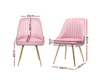 Set of 2 Dining Chairs Retro Chair Cafe Kitchen Modern Iron Legs Velvet Pink