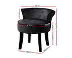 Velvet Vanity Stool Backrest Stools Dressing Table Chair Makeup Bedroom Black